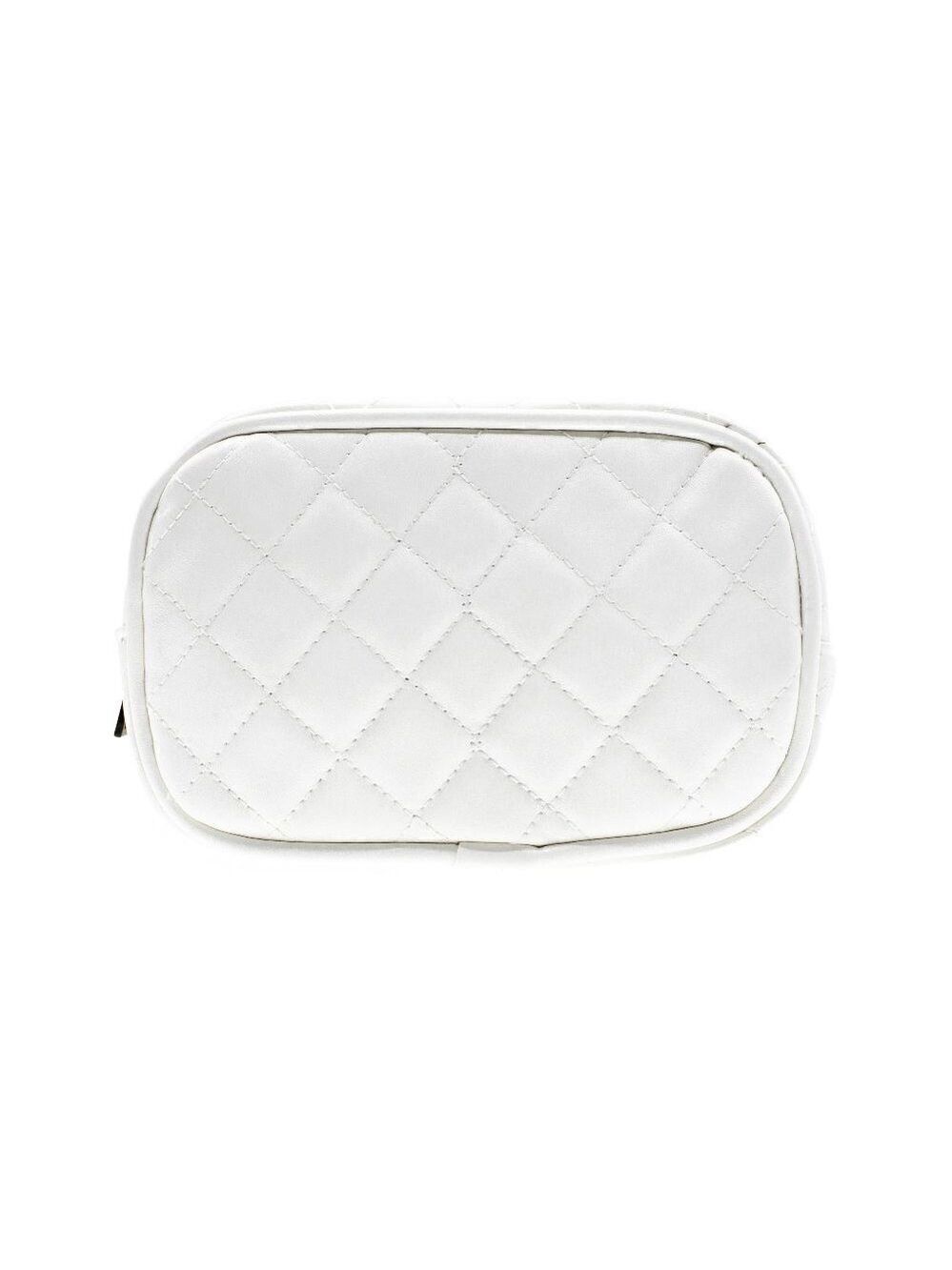 Vegan White Quilted Cosmetic Bag